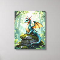 Whimsischer Drache auf antikem Stein