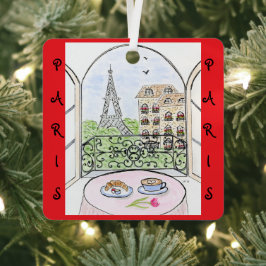 Whimsischer Eiffelturm Paris PERSONALIZE FOTO Ornament Aus Metall