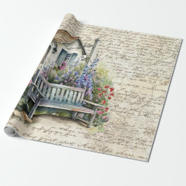 Whimsischer englischer Hütte Blumengarten Alter Bu Geschenkpapier