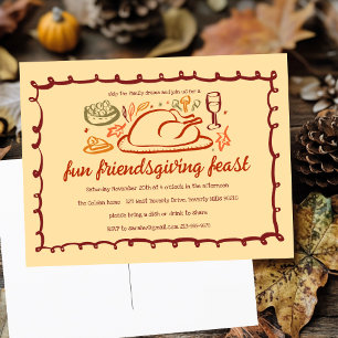 Whimsischer Erntedank Friendsgiving Dinner nach Ma Postkarte
