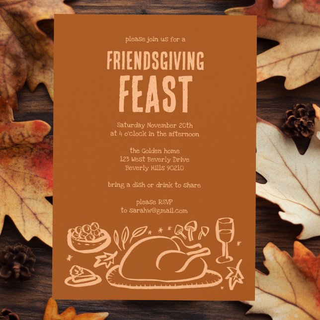 Whimsischer Erntedank Friendsgiving Dinner Party Einladung (Whimsical Thanksgiving Friendsgiving Dinner Party Invitation
)