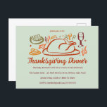 Whimsischer Erntedank Friendsgiving Dinner Party Postkarte<br><div class="desc">Perfekte niedliche Postkarte für eine lustige Herbstdinner Party Einladung! Handgemachte Kunst für Sie! Ideal für einen Erntedank-Urlaub, ein Fest der Freundschaft, ein Herbst oder Herbst-Party oder eine andere Veranstaltung. Vollständig anpassbar! Klicken Sie auf "Personalisieren" oben, um den Text zu bearbeiten. Klicken Sie auf "Bearbeiten mit dem Designwerkzeug", um die Schriftart,...</div>