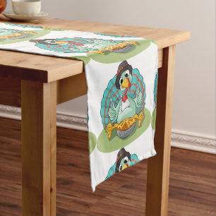 Whimsischer Erntedank Turky Art Playful Gobble Mittelgroßer Tischläufer