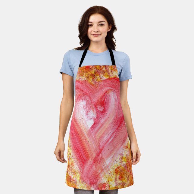 Whimsischer expressionistischer Pinselstrich rotes Schürze (Getragen)