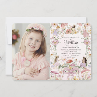 Whimsischer Fairies Geburtstag Blumengarten Bild Einladung