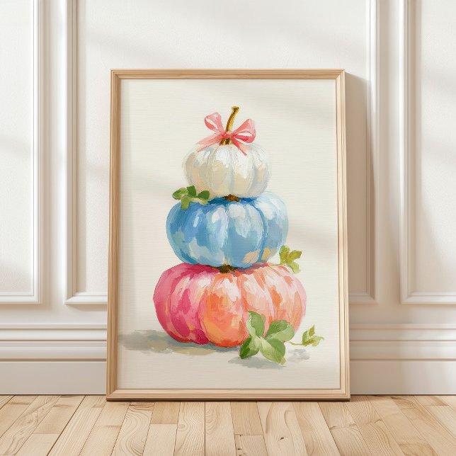 Whimsischer Fall Pastel Pumpkin Stack Poster (Von Creator hochgeladen)
