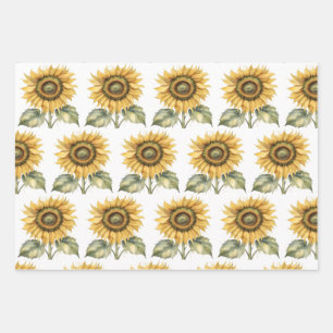 Whimsischer Fall, Sonnenblumen, Frösche, Katzenwit Geschenkpapier Set