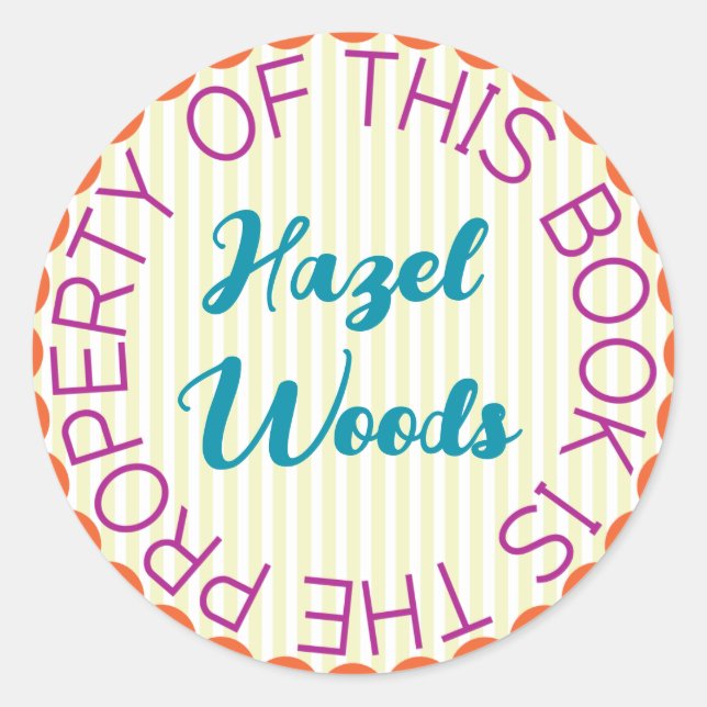 Whimsischer, farbiger, feiner Aufkleber mit Buchze (Vorderseite)