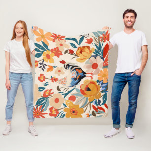 Whimsischer farbiger Hühnerflor Hintergrund Fleecedecke