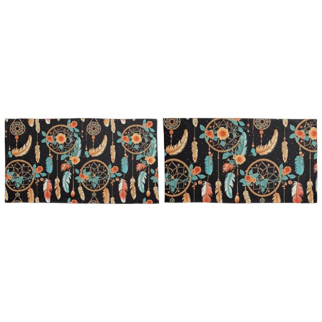 Whimsischer Federträumer aquamarin Kissenbezug (Rückseite-Set)