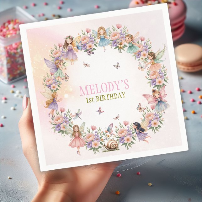 Whimsischer Feengarten zum 1. Geburtstag  Serviette (Von Creator hochgeladen)
