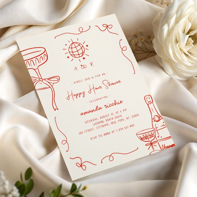 Whimsischer französischer Spaß Hand gezeichnet Hap Einladung (Von Creator hochgeladen)