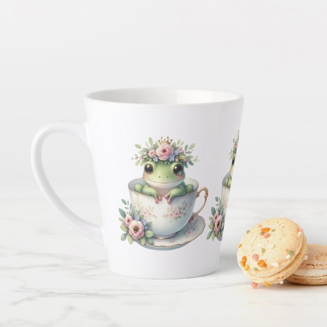 Whimsischer Frosch im Blumenkohl Milchtasse (Beispiel)