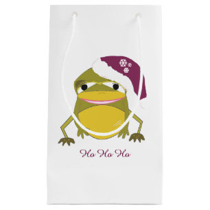 Whimsischer Frosch in einer Weihnachtsmannmütze Kleine Geschenktüte