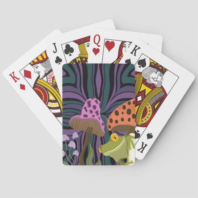 Whimsischer Frosch und Pilz Spielkarten (Rückseite)