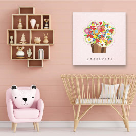 Whimsischer Frühling Blumen Sweet Cupcake Kinderzi Leinwanddruck