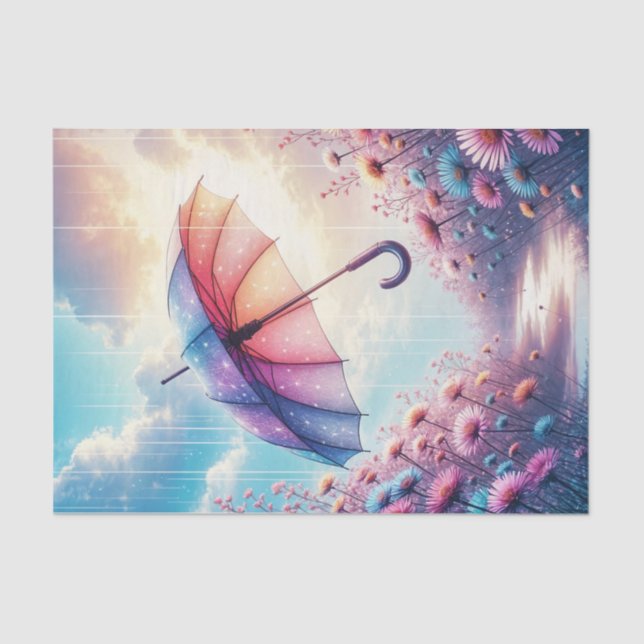 Whimsischer Frühling Umbrella Decoupage Papier (Vorderseite)