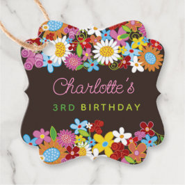 Whimsischer Frühlingsblumen Garten Geburtstagspart Geschenkanhänger