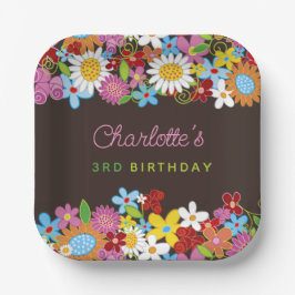 Whimsischer Frühlingsblumen Garten Geburtstagspart Pappteller