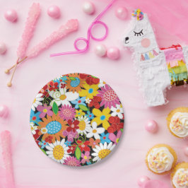 Whimsischer Frühlingsblumen Garten Geburtstagspart Pappteller