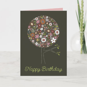 Whimsischer Frühlingsblumen Pop Tree Chic Geburtst Karte