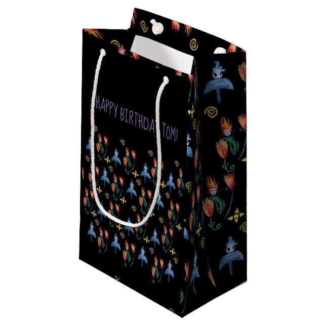 Whimsischer Frühlingskunst Kleine Geschenktüte (Vorderseite Schrägansicht)