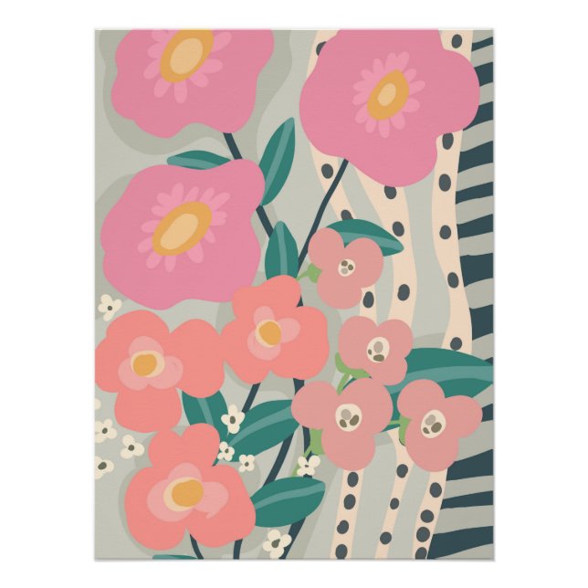 Whimsischer Garten Moderne Blumenmauer Poster (Vorderseite)
