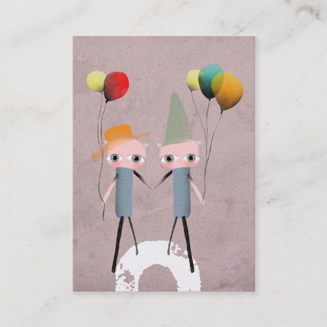 Whimsischer Geburtstag bunten Vogel alte Visitenka Visitenkarte (Vorderseite)