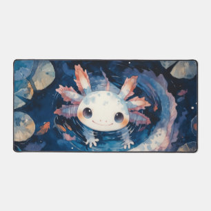 Whimsischer gefleckter Axolotl Korallenkiemer Tief Schreibtischunterlage