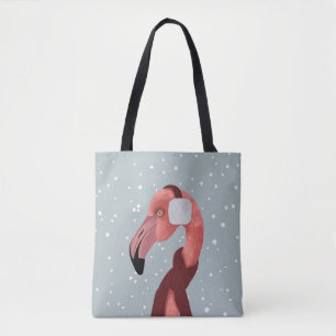 Whimsischer, gemütlicher Winter Flamingo mit Scarf