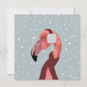 Whimsischer, gemütlicher Winter Flamingo mit Scarf