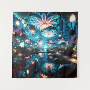 Whimsischer Glasgartensurrealismus Wandteppich