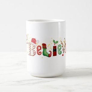 Whimsischer GLAUBE mit goldenen Glitzern Weihnacht Tasse