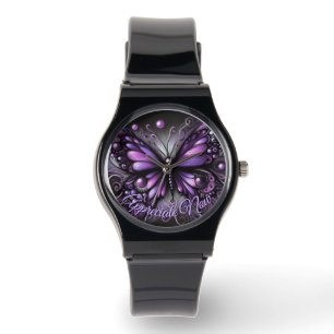 Whimsischer gotischer Schmetterling Lila Personali Armbanduhr
