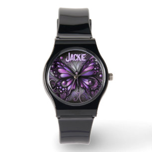 Whimsischer gotischer Schmetterling Lila Personali Armbanduhr