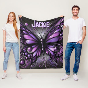 Whimsischer gotischer Schmetterling Lila Personali Fleecedecke