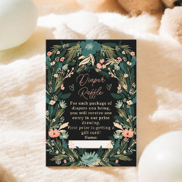 Whimsischer grüner Rosa Blumenspuler Babydusche Begleitkarte