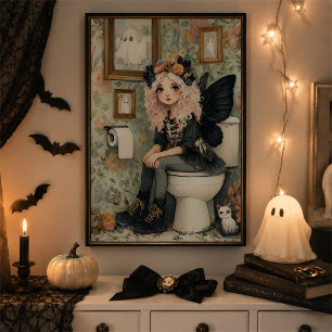 Whimsischer Halloween Fairy auf der Toilette mit G Poster