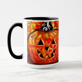 Whimsischer Halloween-Kürbislaterne Floral Orange Tasse
