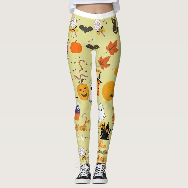 Whimsischer Halloween Spaß Leggings (Vorderseite)