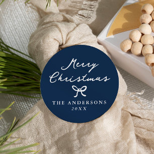 Whimsischer handgezeichneter Navy-Weihnachtsbogen Runder Aufkleber