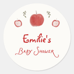 Whimsischer Herbst-Baby-Shower "Apfel Unserer Auge Runder Aufkleber