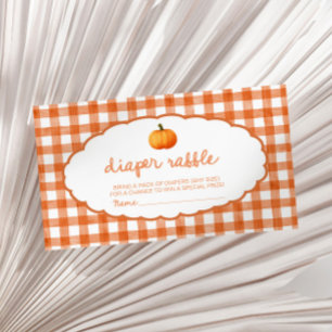 Whimsischer Herbst-Kürbis-Baby-Shower-Windel-Raffl Begleitkarte