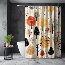 Whimsischer Herbst lässt Bäume beige-orange fallen Duschvorhang