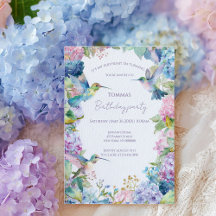 Whimsischer Hummingbirds mit Hydrangeas Geburtstag