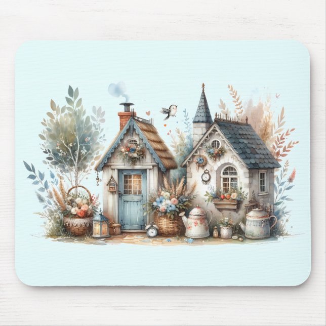 Whimsischer Hütte Garden Mousepad (Vorne)