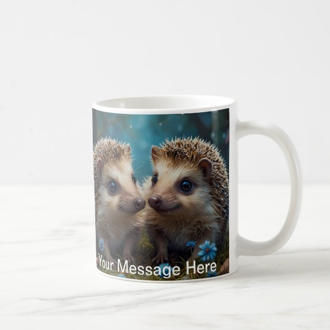 Whimsischer Igel in der Liebe Kaffeetasse (Rechts)