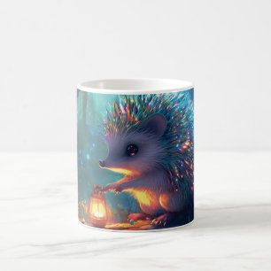 Whimsischer Igel und Laterne im verzauberten Wald Kaffeetasse