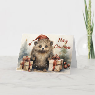 Whimsischer Igel Weihnachtskarte Karte