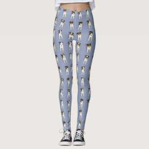 Whimsischer Jack Russell Hunde Muster blau Leggings